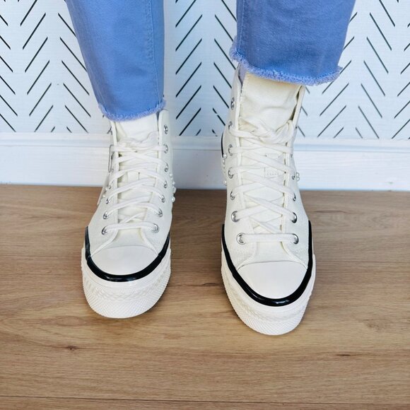 ❤️CONVERSE Chuck 70 Plus Hi Gems 8 Women's Platform Shoes Pearls Sneaker A10287C - Picture 6 of 13